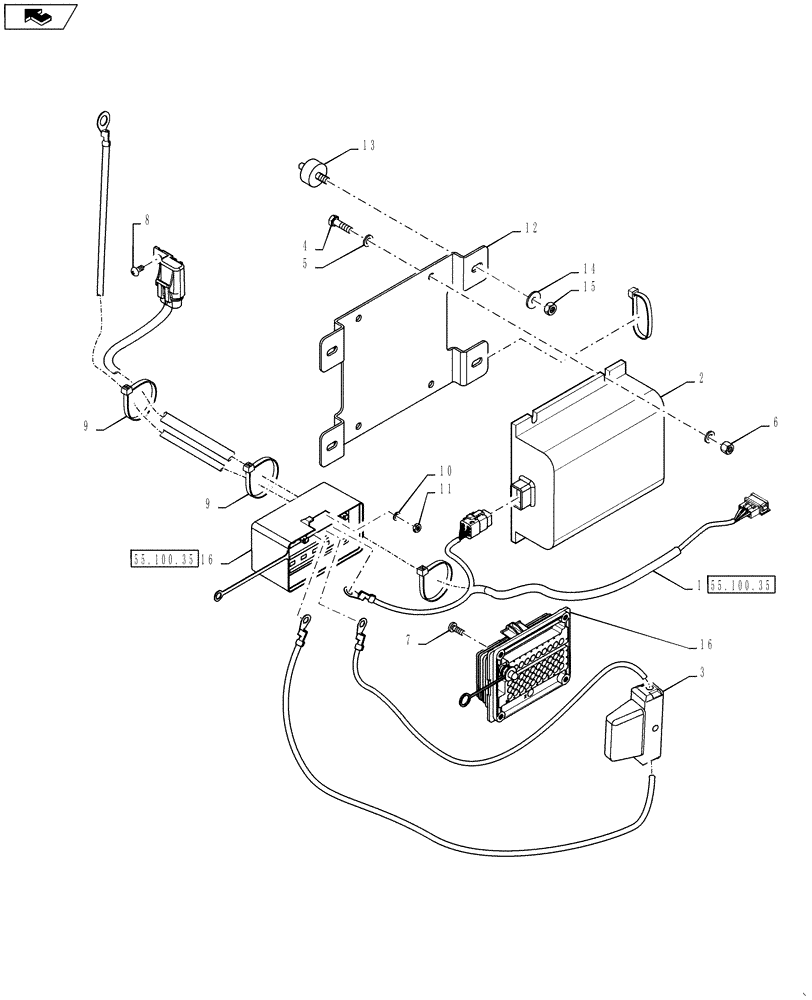 Схема запчастей Case IH STEIGER 350 - (55.302.03[01]) - BATTERY EQUALIZER/CONVERTER - NON SELECTIVE CATALYTIC REDUCTION (NO SCR) (55) - ELECTRICAL SYSTEMS