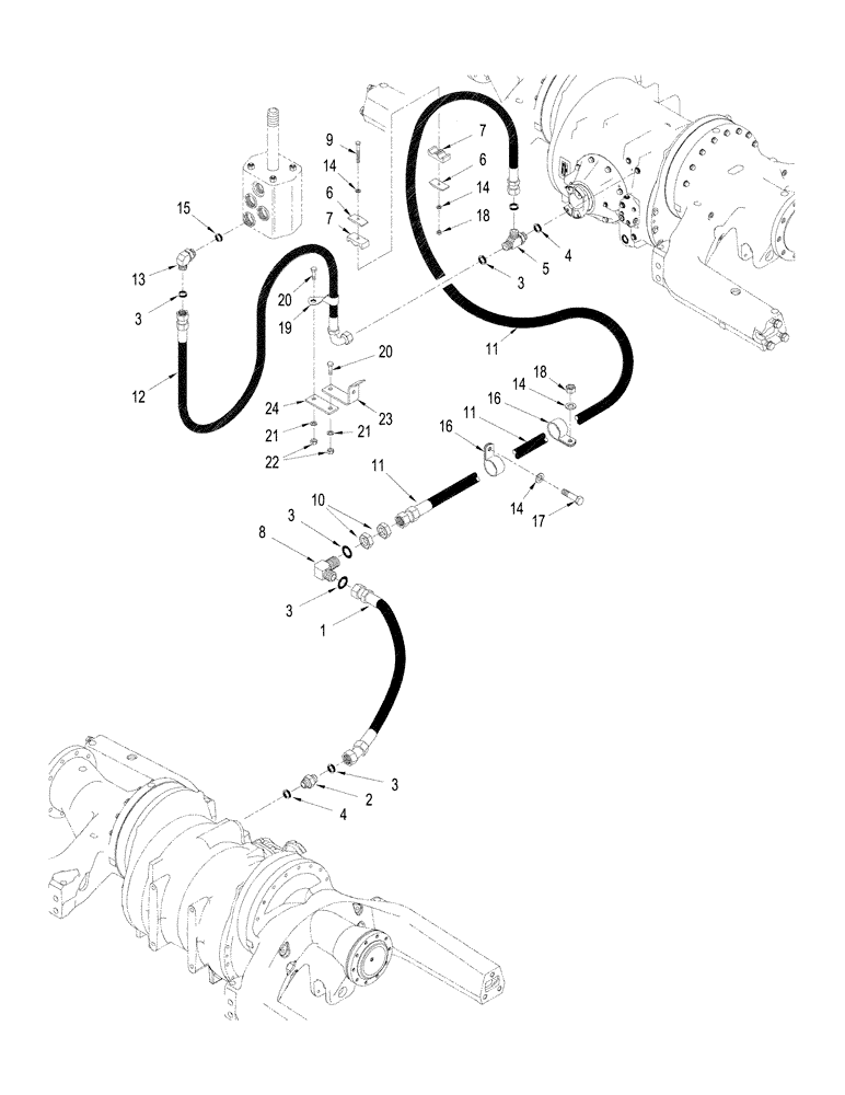 Схема запчастей Case IH STX380 - (07-09) - 500 SERIES AXLE - SERVICE BRAKE CIRCUIT, QUADTRAC TRACTOR (07) - BRAKES