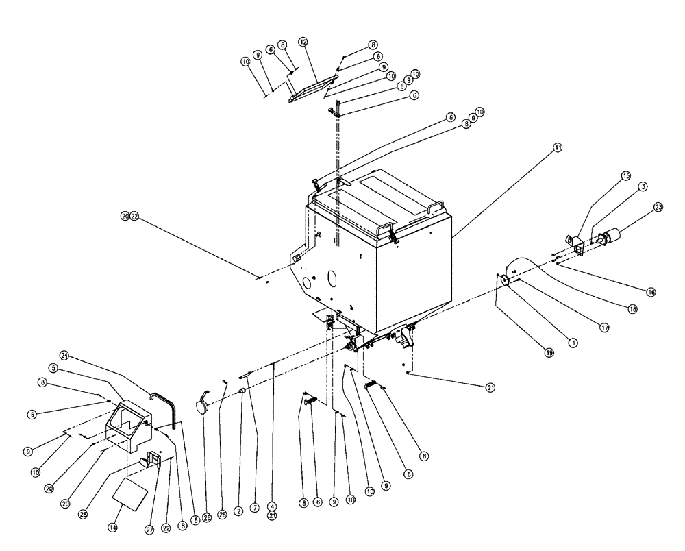 Схема запчастей Case IH FLX810 - (02-010) - PARTS GROUP, DOUBLE BIN, LH, 50 CU. FT Bin Group