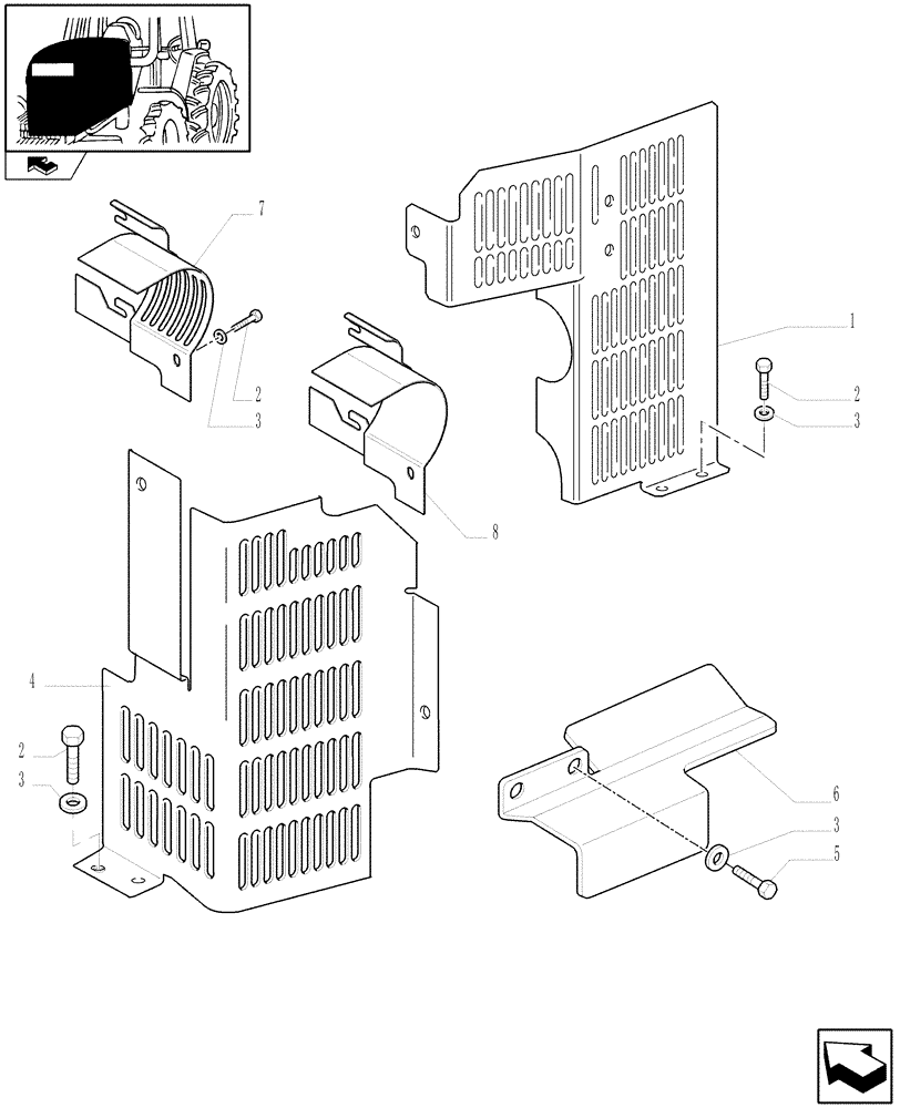 Схема запчастей Case IH PUMA 125 - (1.19.9) - ENGINE GUARD (02) - ENGINE EQUIPMENT