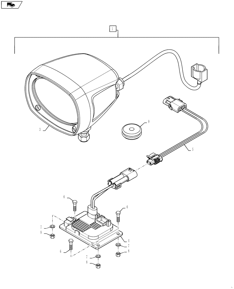 Схема запчастей Case IH STEIGER 400 - (88.055.20) - DIA KIT, ADDITIONAL PRODUCTS - REAR FENDER FLOOD HID LAMP KIT (88) - ACCESSORIES