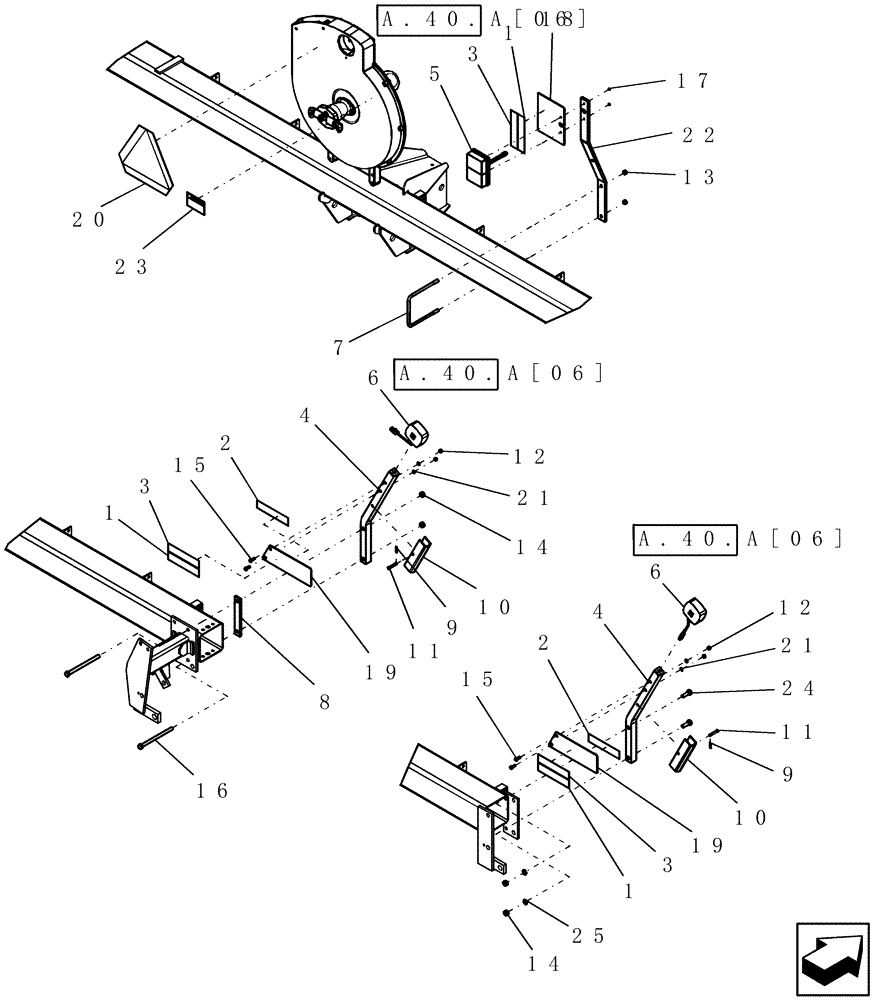 Схема запчастей Case IH 1200 - (A.40.A[02]) - ELECTRICAL - SAFETY LIGHTING SYSTEM, RIGID TRAILING A - Distribution Systems