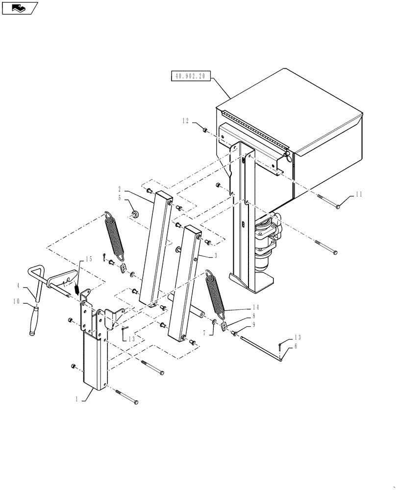 Схема запчастей Case IH 4430 - (40.902.19) - CHEMICAL INDUCTOR TANK GROUP WITH LINKAGE (40 ) - PLUMBING