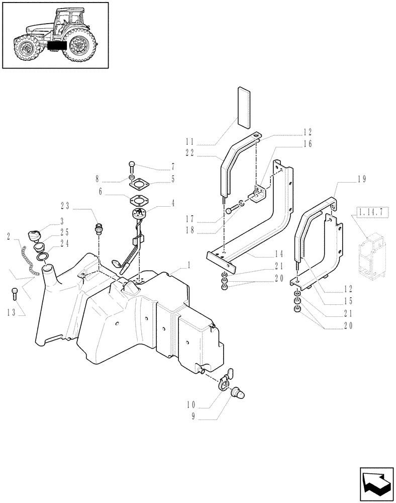 Схема запчастей Case IH MXU110 - (1.14.0[01A]) - FUEL TANK AND RELATED PARTS - D5533 - C6240 (02) - ENGINE EQUIPMENT