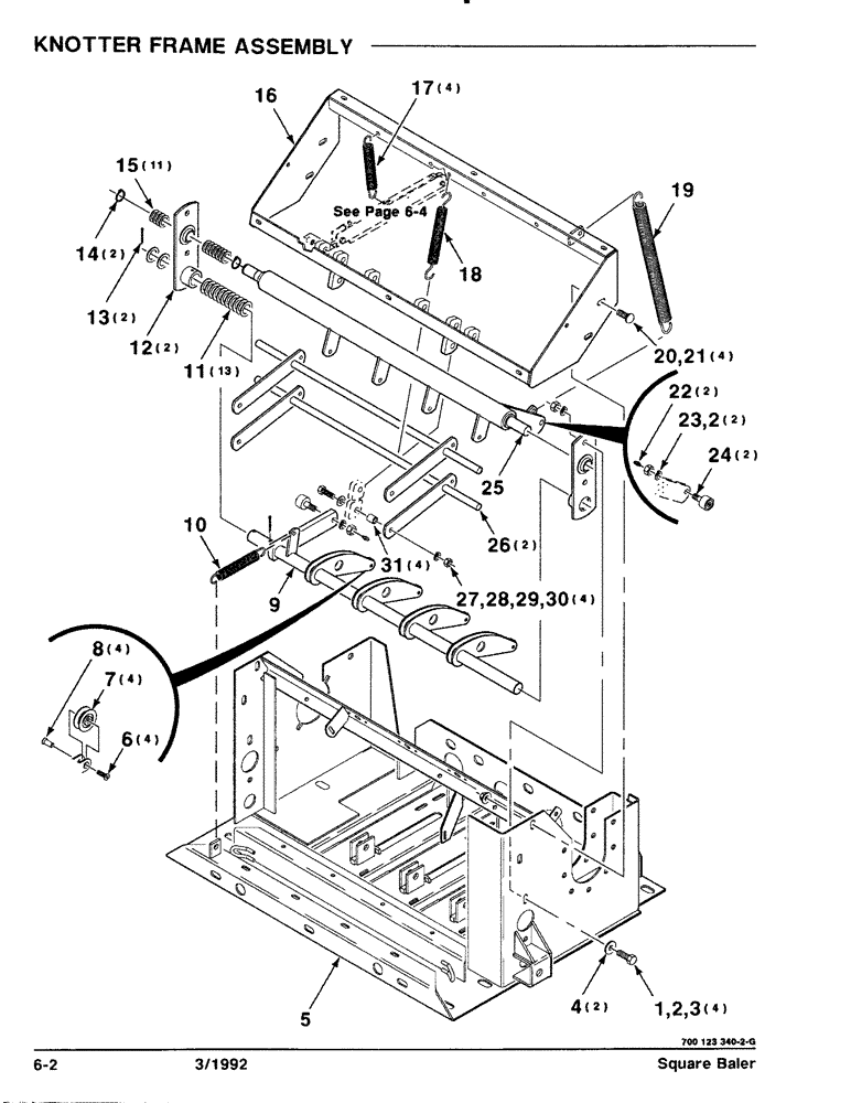 Схема запчастей Case IH 8570 - (6-02) - KNOTTER FRAME ASSEMBLY (14) - BALE CHAMBER