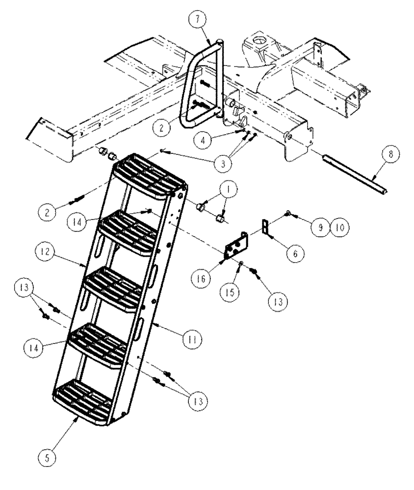 Схема запчастей Case IH SPX4260 - (04-042) - LADDER RAIL GROUP, FRONT Suspension & Frame