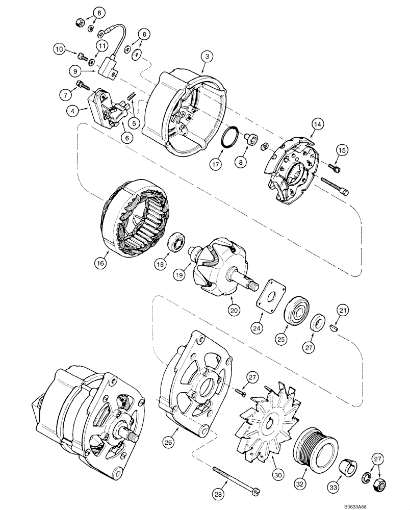 Схема запчастей Case IH 1840 - (04-01) - ALTERNATOR ASSEMBLY, - JAF0066222 (04) - ELECTRICAL SYSTEMS