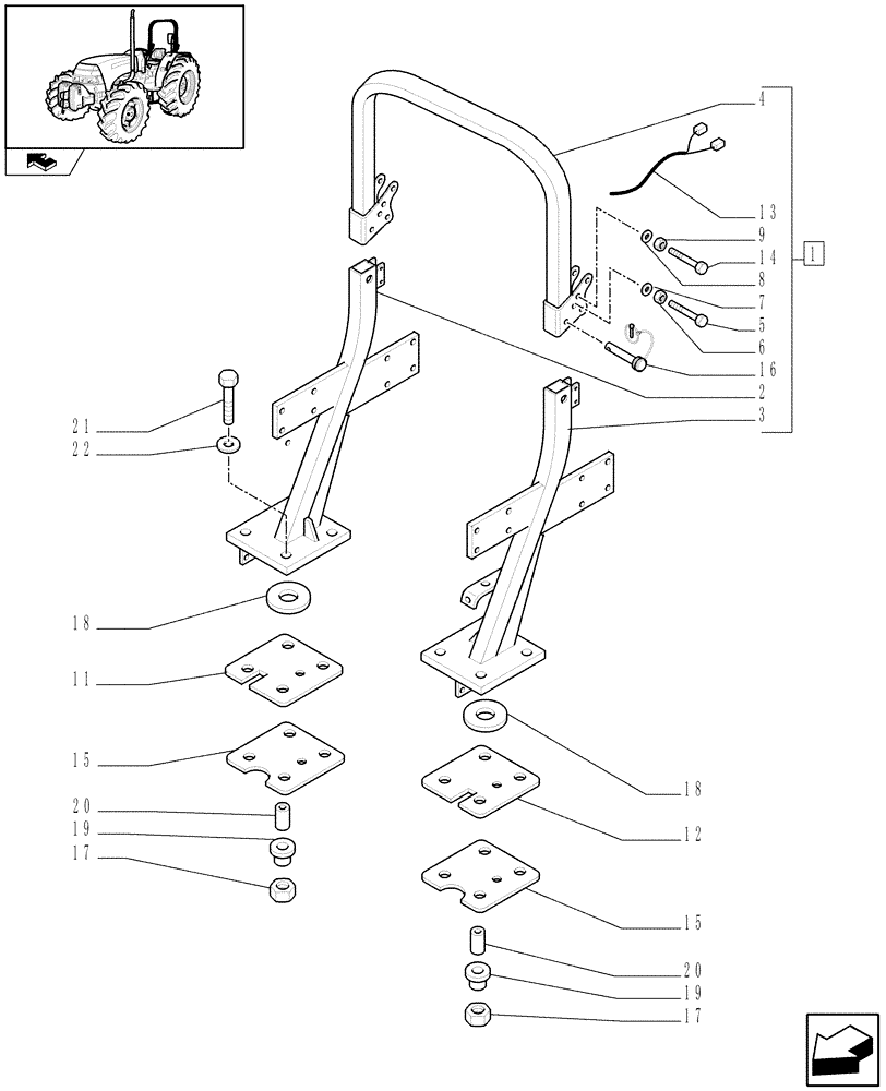 Схема запчастей Case IH JX95 - (1.87.7[01A]) - ROLLBAR - FRAME AND COVERING - D5973 (08) - SHEET METAL