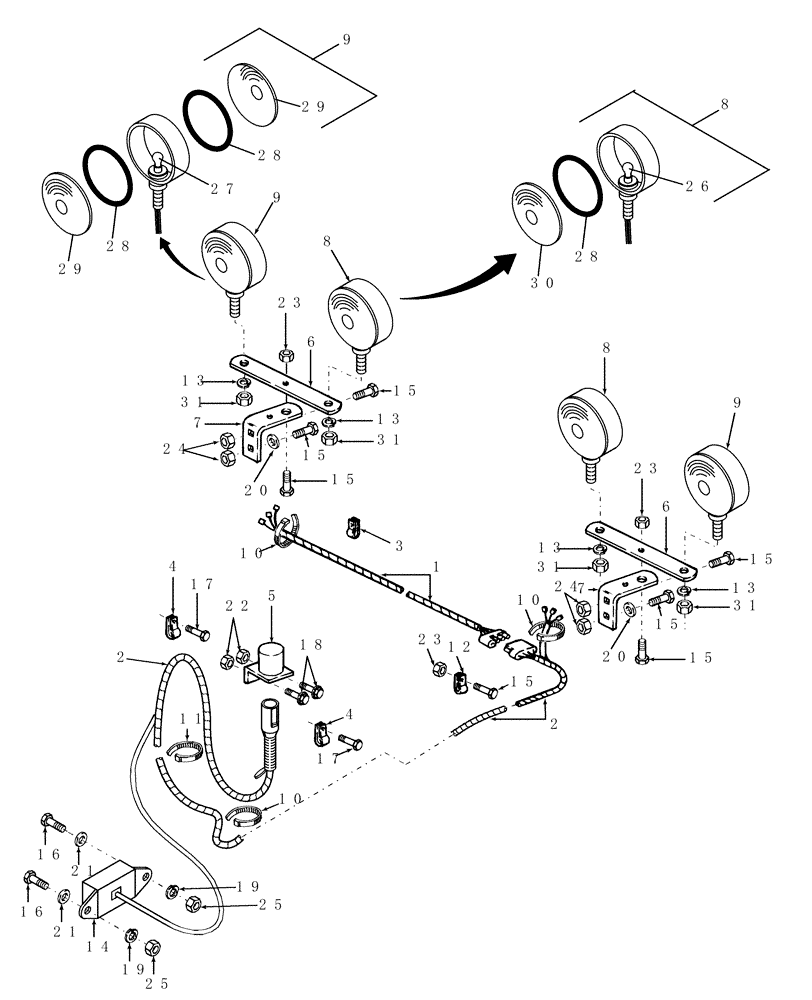 Схема запчастей Case IH RBX441 - (021) - LIGHTING (55) - ELECTRICAL SYSTEMS