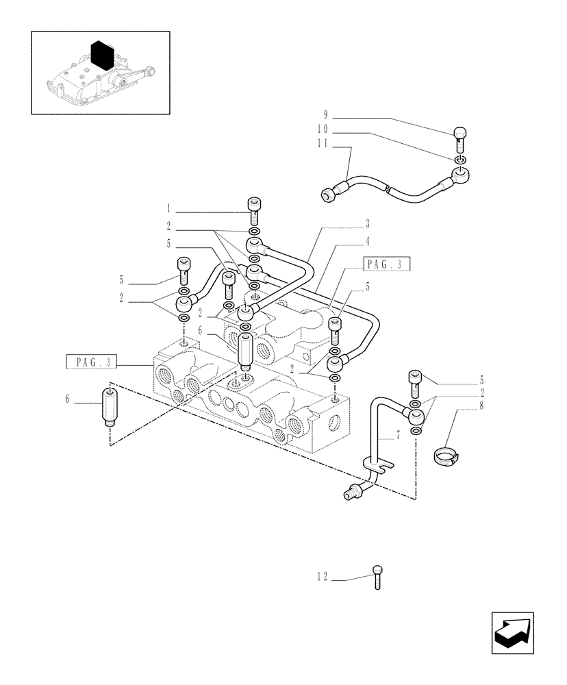 Схема запчастей Case IH JX1095N - (1.82.7/09[04]) - (VAR.088) 3 REAR REMOTE VALVES - PIPES - C5484 (07) - HYDRAULIC SYSTEM