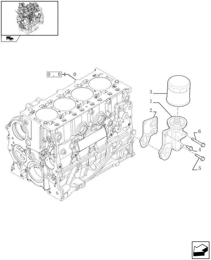 Схема запчастей Case IH FARMALL 75C - (0.30.2) - FILTER ENGINE OIL (01) - ENGINE