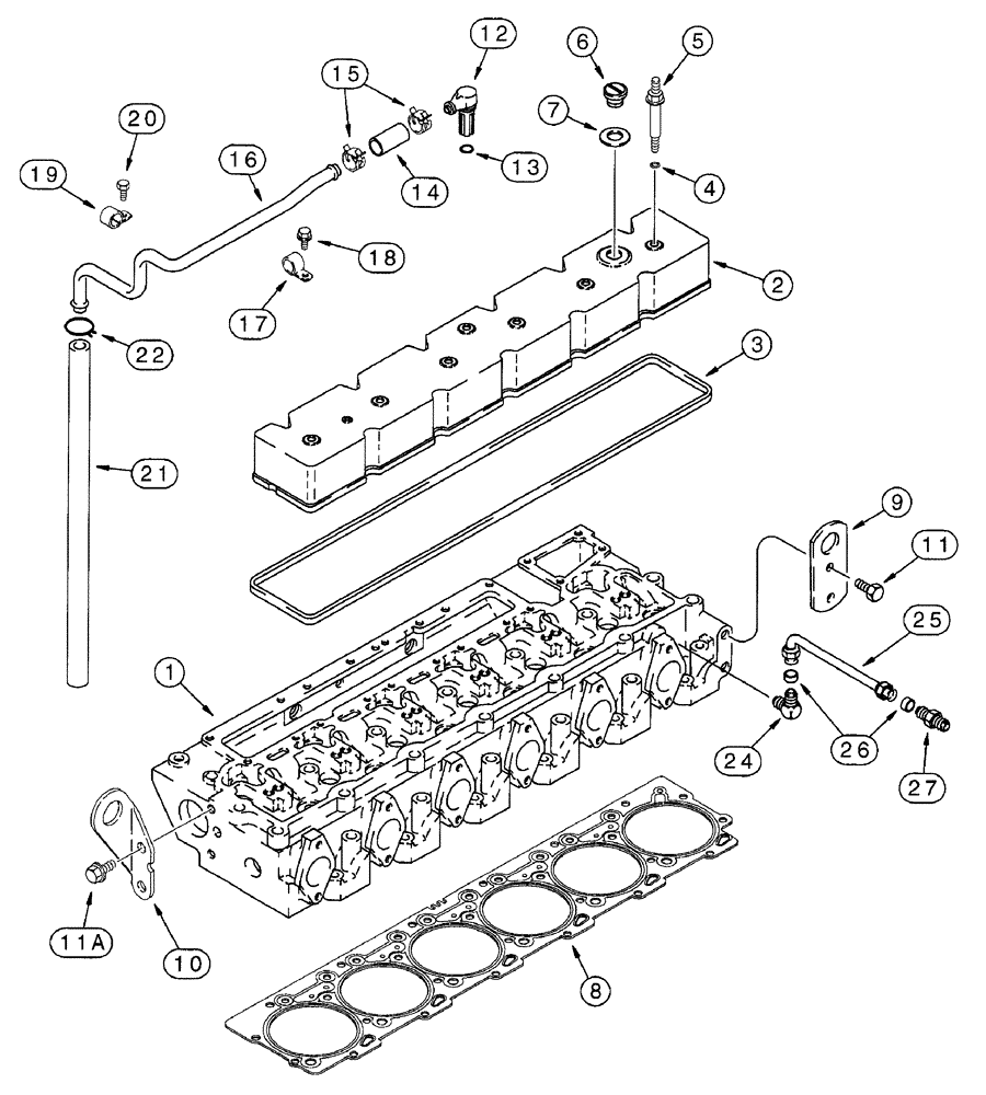 Схема запчастей Case IH 7220 - (2-056) - CYLINDER HEAD COVER, 6T-830 EMISSIONS CERT. ENGINE, 7220 TRACTOR, P.I.N. JJA0064978 AND AFTER (02) - ENGINE