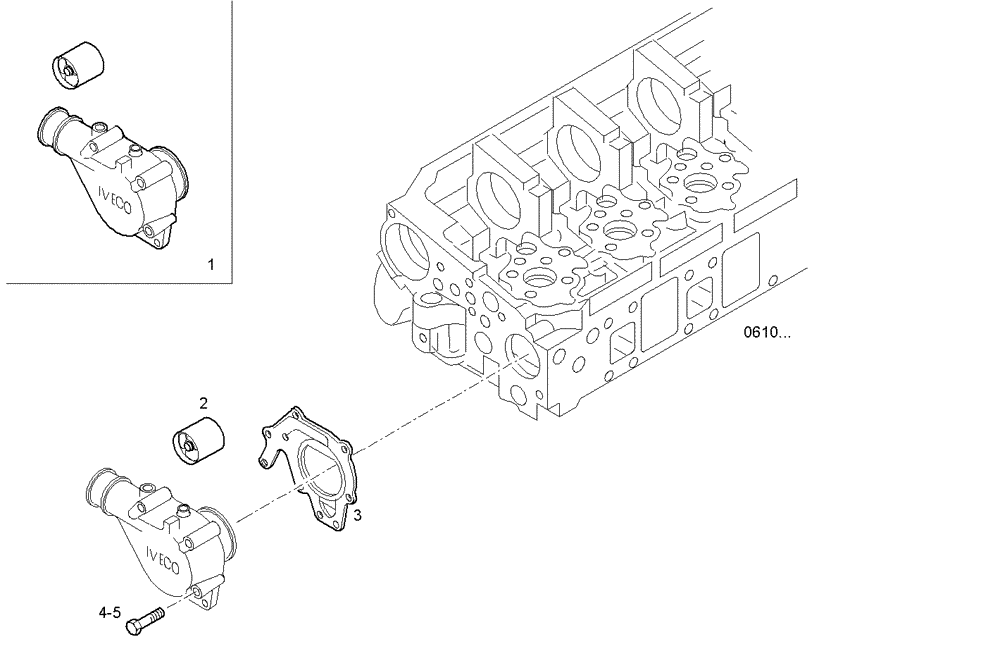 Схема запчастей Case IH F3BE0684N E906 - (3239.006) - HEAD WATER EXIT PIPE 