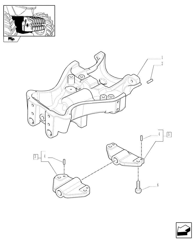 Схема запчастей Case IH FARMALL 95N - (1.21.1/01) - 2WD FRONT AXLE - SUPPORT (VAR.331581-332581 / 743515) (03) - TRANSMISSION