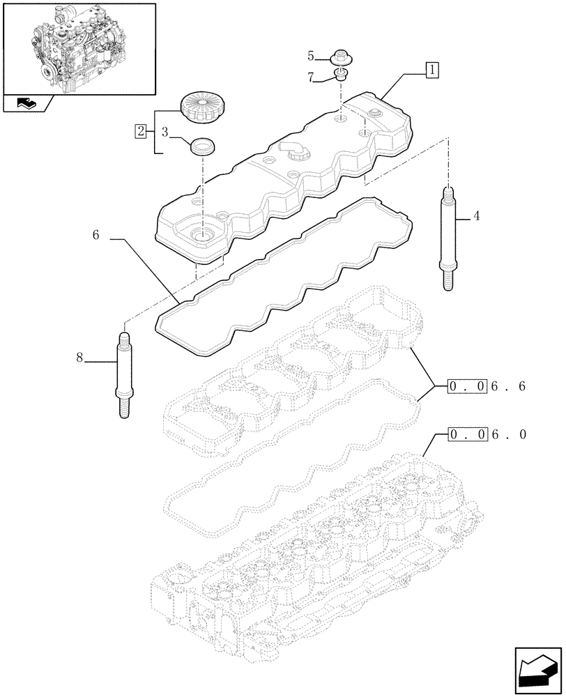 Схема запчастей Case IH PUMA 165 - (0.06.3[01]) - CYLINDER HEAD COVERS (01) - ENGINE