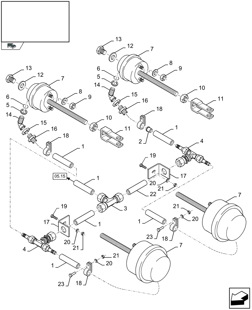 Схема запчастей Case IH LB433R - (05.18[01]) - PNEUMATIC BRAKES - TANDEM AXLE (05) - AXLE