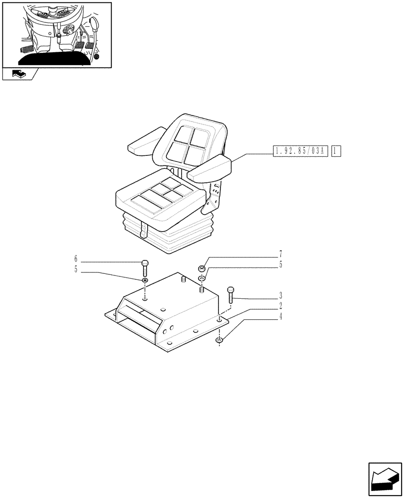 Схема запчастей Case IH FARMALL 60 - (1.92.85/03) - DELUXE SEAT WITH RETRACTABLE BELTS - L/CAB (VAR.335191) (10) - OPERATORS PLATFORM/CAB