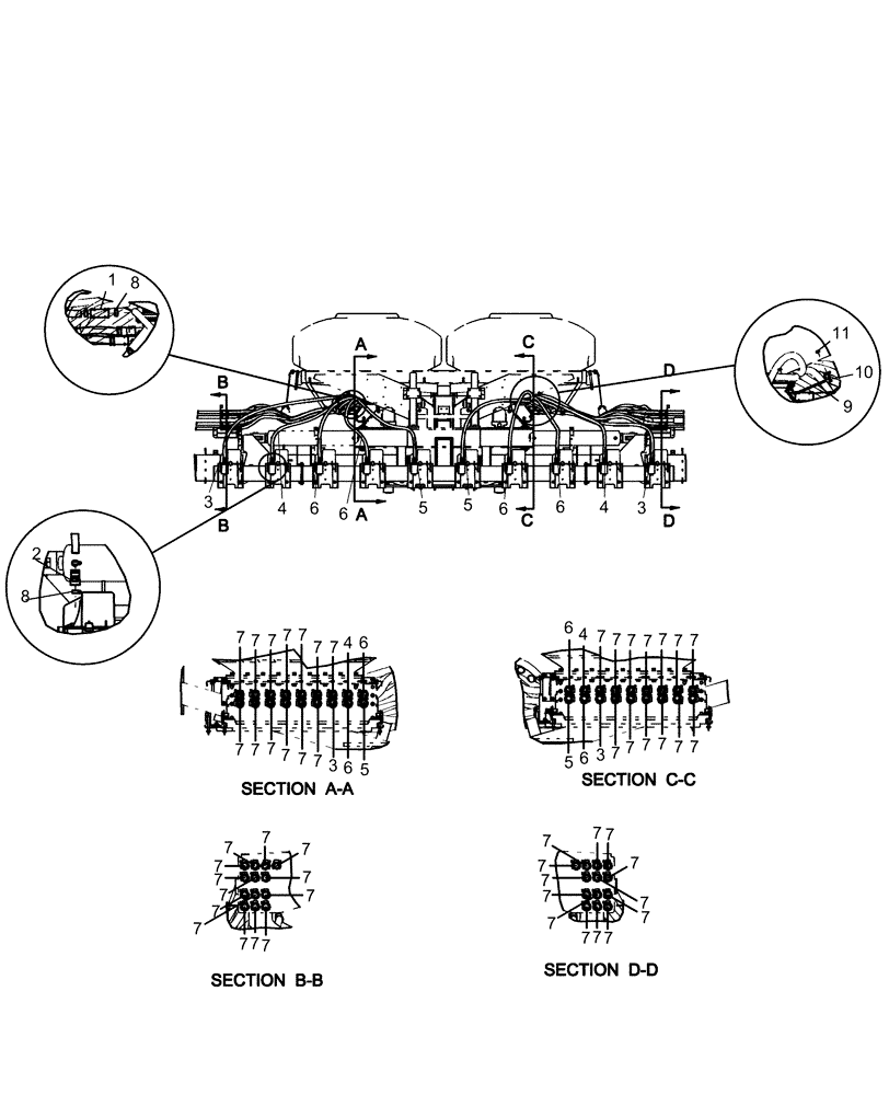 Схема запчастей Case IH 1260 - (80.150.08[04]) - BULK FILL - HOSES CENTER 22" (80) - CROP STORAGE/UNLOADING