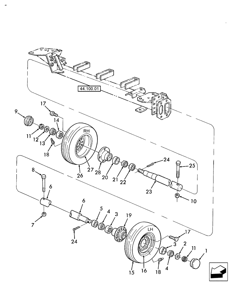 Схема запчастей Case IH SB551 - (44.511.01) - WHEEL (44) - WHEELS