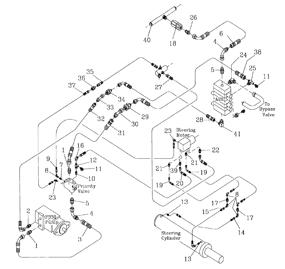 Схема запчастей Case IH AUSTOFT - (B05-03) - HYDRAULIC CIRCUIT (STEERING) Hydraulic Components & Circuits