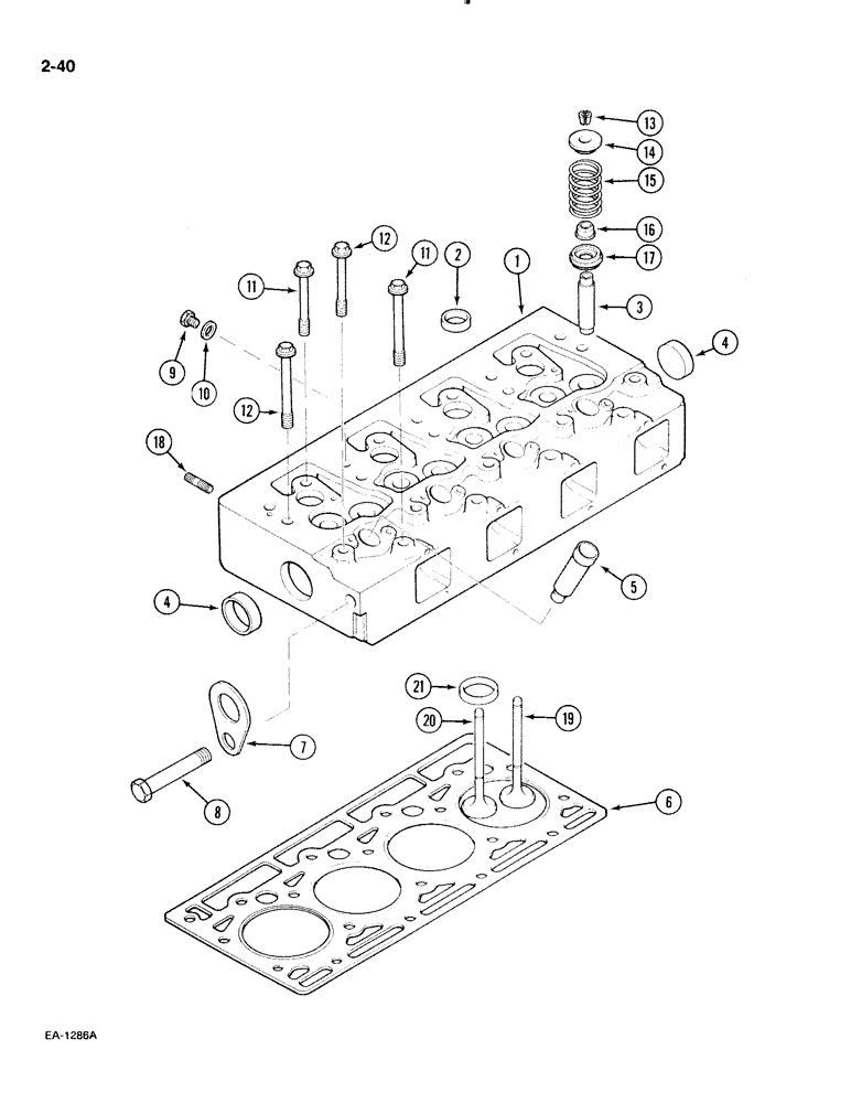 Схема запчастей Case IH 885 - (2-040) - CYLINDER HEAD, VALVES AND STUDS (02) - ENGINE