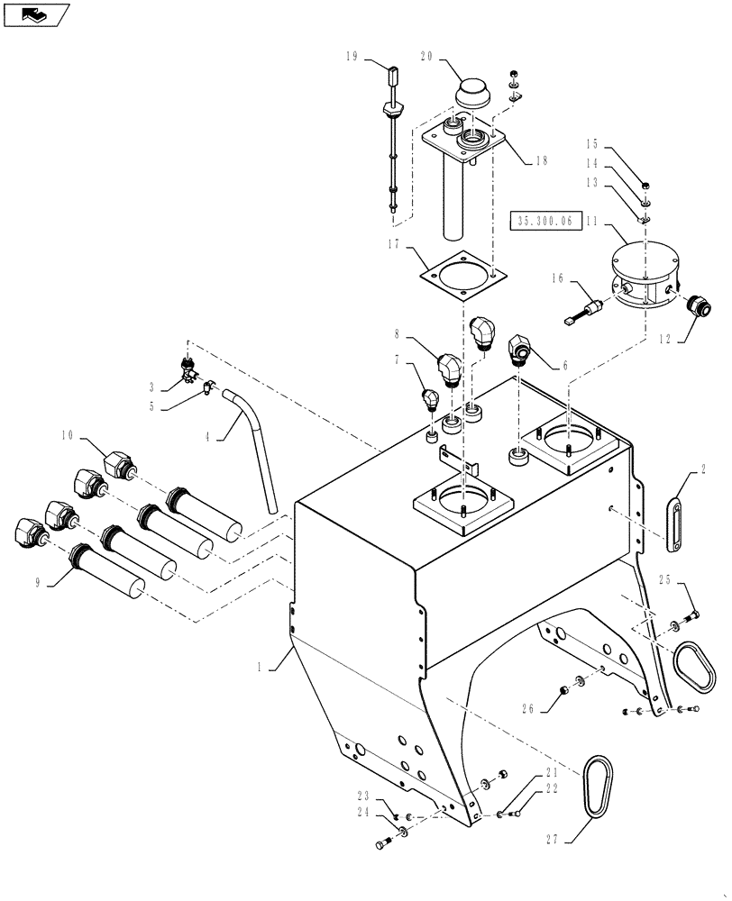 Схема запчастей Case IH 3230 - (35.300.05) - OIL TANK GROUP (35) - HYDRAULIC SYSTEMS