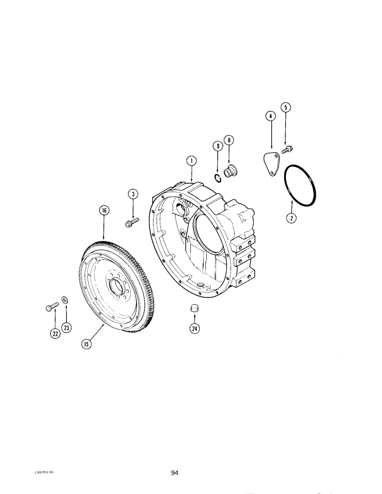 Схема запчастей Case IH 4390 - (094) - FLYWHEEL AND HOUSING, 4-390 AND 4T-390 ENGINES 