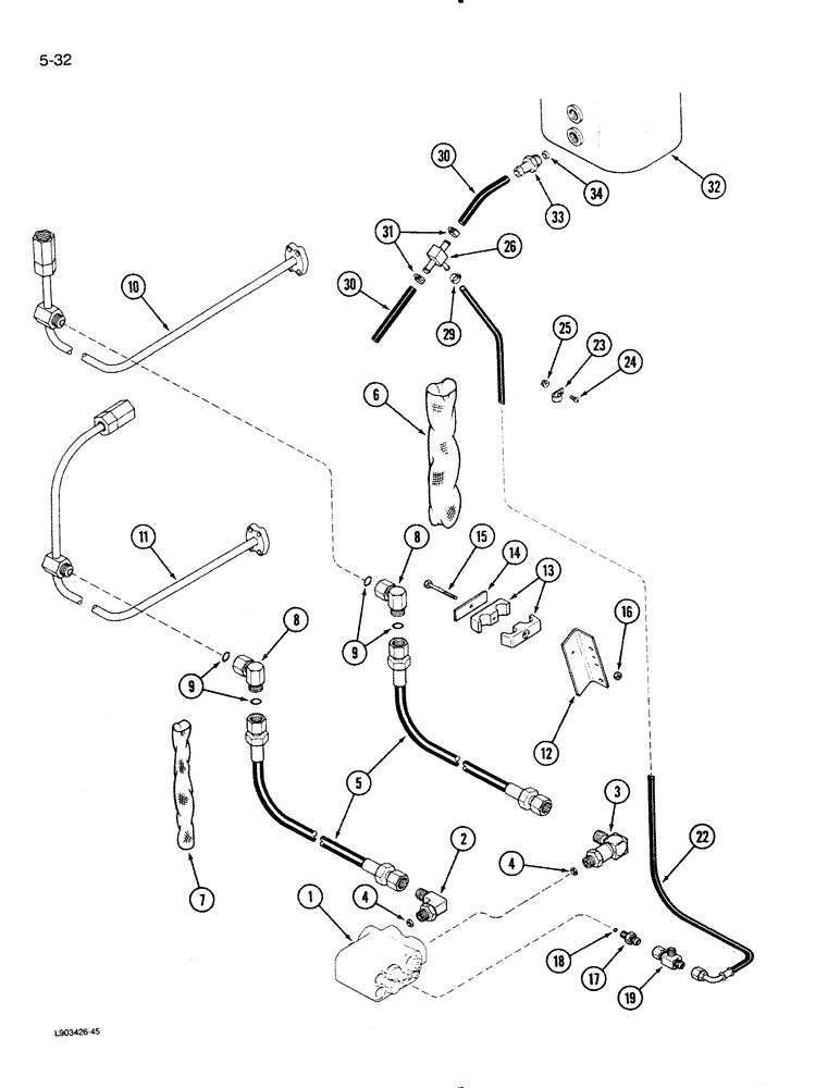 Схема запчастей Case IH 1620 - (5-32) - SELECTOR VALVE HYDRAULIC SYSTEM, POWER GUIDE AXLE (04) - STEERING