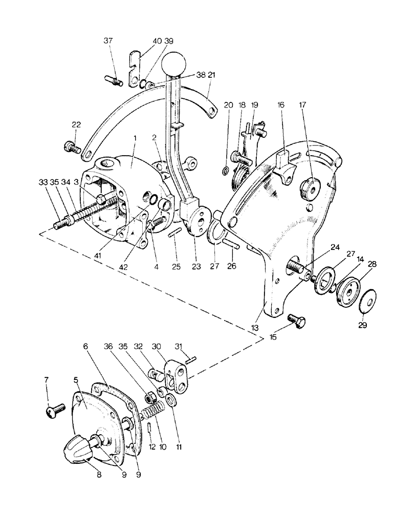 Схема запчастей Case IH 996 - (E04-1) - SELECTAMATIC HYDRAULIC SYSTEM, CONTROL LEVER AND QUADRANT, 990, 995, 996, 990G, 995G, 996G (07) - HYDRAULIC SYSTEM