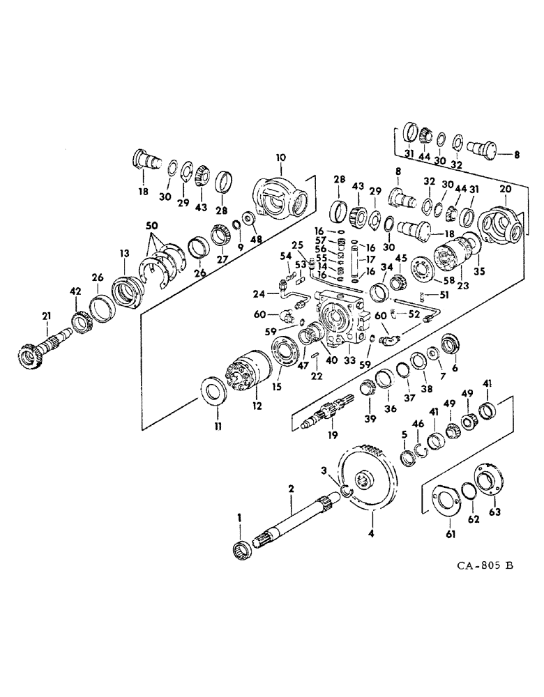 Схема запчастей Case IH 3488 - (07-06) - DRIVE TRAIN,HYDROSTATIC DRIVE GEARS & SHAFTS,BEARINGS MOTOR & PUMP CENTER SECTION TUBES &CONNECTIONS (04) - Drive Train