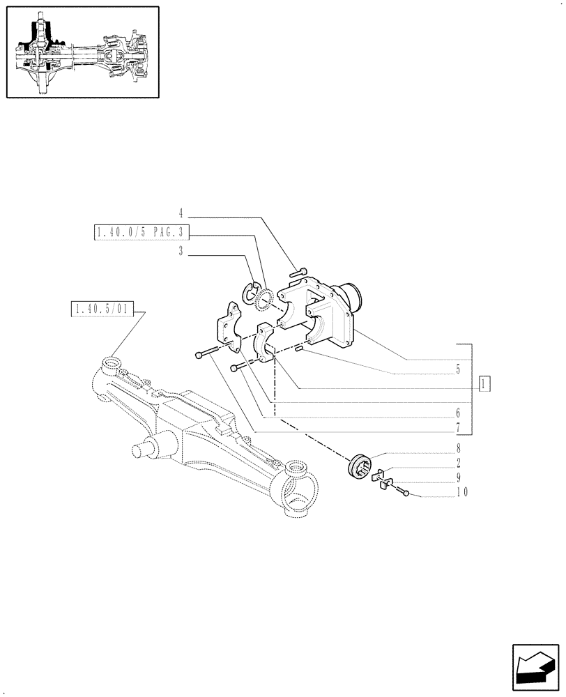 Схема запчастей Case IH MXM120 - (1.40.5/05[01]) - (VAR.452/1) 4WD FRONT AXLE WITH SUSPENSIONS, BRAKE, TERRALOCK, SPS - SUPPORT (04) - FRONT AXLE & STEERING