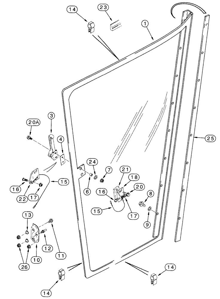 Схема запчастей Case IH CPX610 - (09E-03) - CAB DOOR ASSY, RIGHT HAND (10) - CAB & AIR CONDITIONING