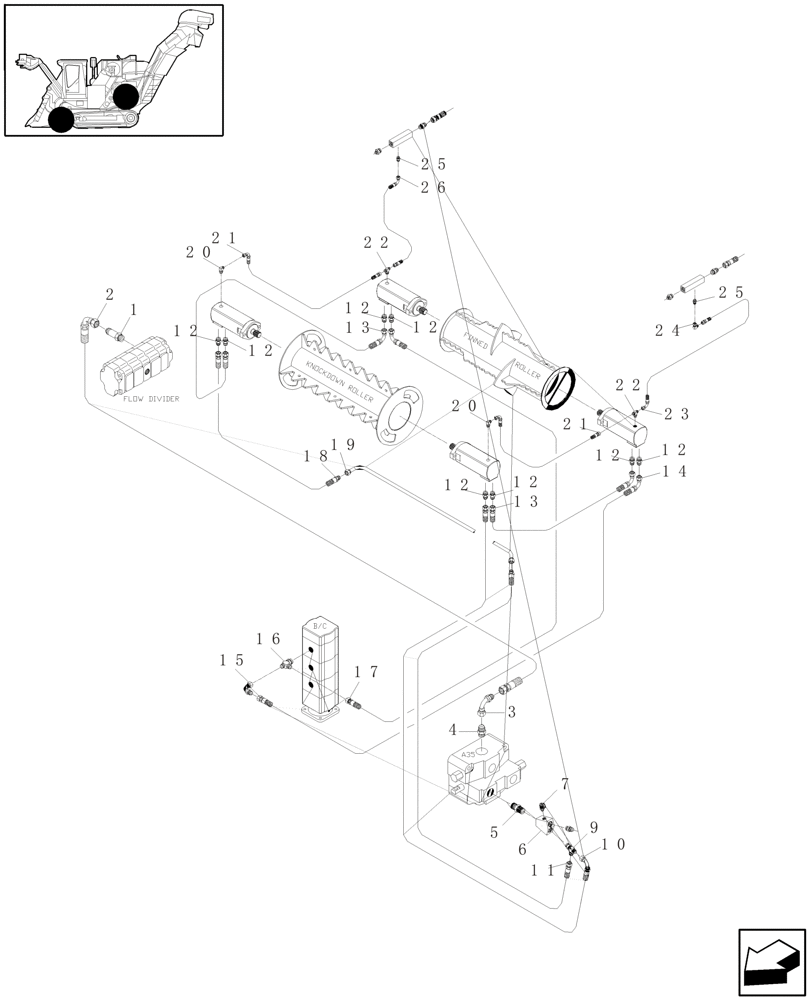 Схема запчастей Case IH A4000 - (B06.06[01]) - HYDRAULIC CIRCUIT (ROLLER MOTORS - KNOCKDOWN & FINNED) Hydraulic Components & Circuits