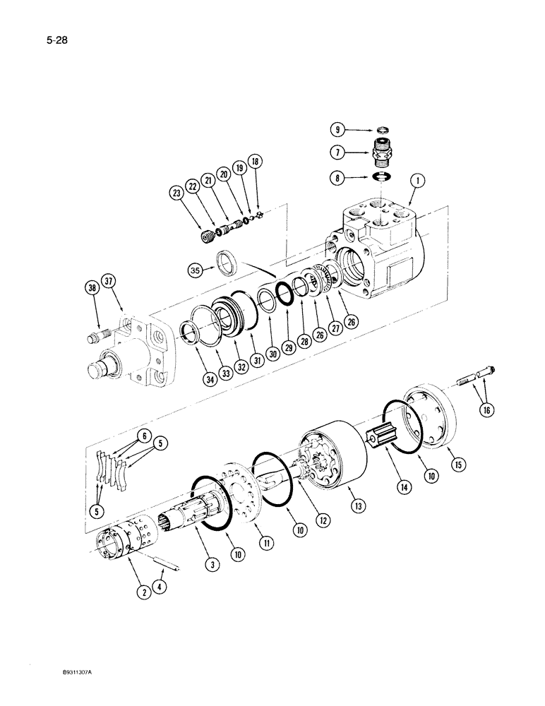 Схема запчастей Case IH 7140 - (5-028) - STEERING PUMP ASSEMBLY, EATON PUMP, MFD TRACTOR (05) - STEERING