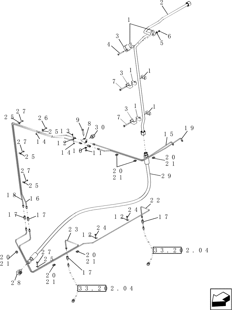 Схема запчастей Case IH 9230 - (33.202.15) - HYDRAULICS - BRAKE CONTROL LINES (33) - BRAKES & CONTROLS