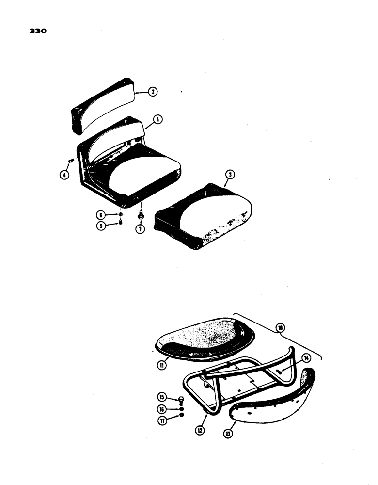 Схема запчастей Case IH 430 - (330) - DELUXE UPHOLSTERED SEAT AND DELUXE SEAT, PRIOR TO S/N 8262800 (09) - CHASSIS