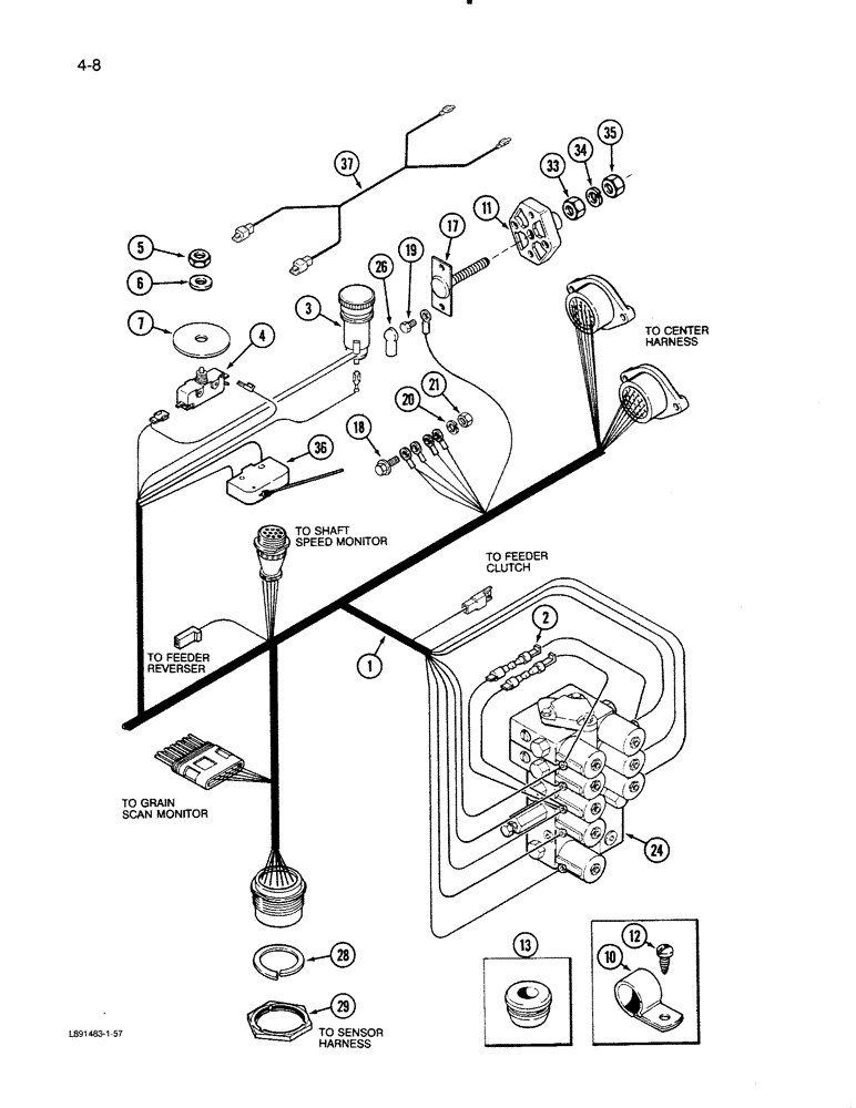 Схема запчастей Case IH 1670 - (4-08) - CONSOLE HARNESS, LEFT SIDE (06) - ELECTRICAL