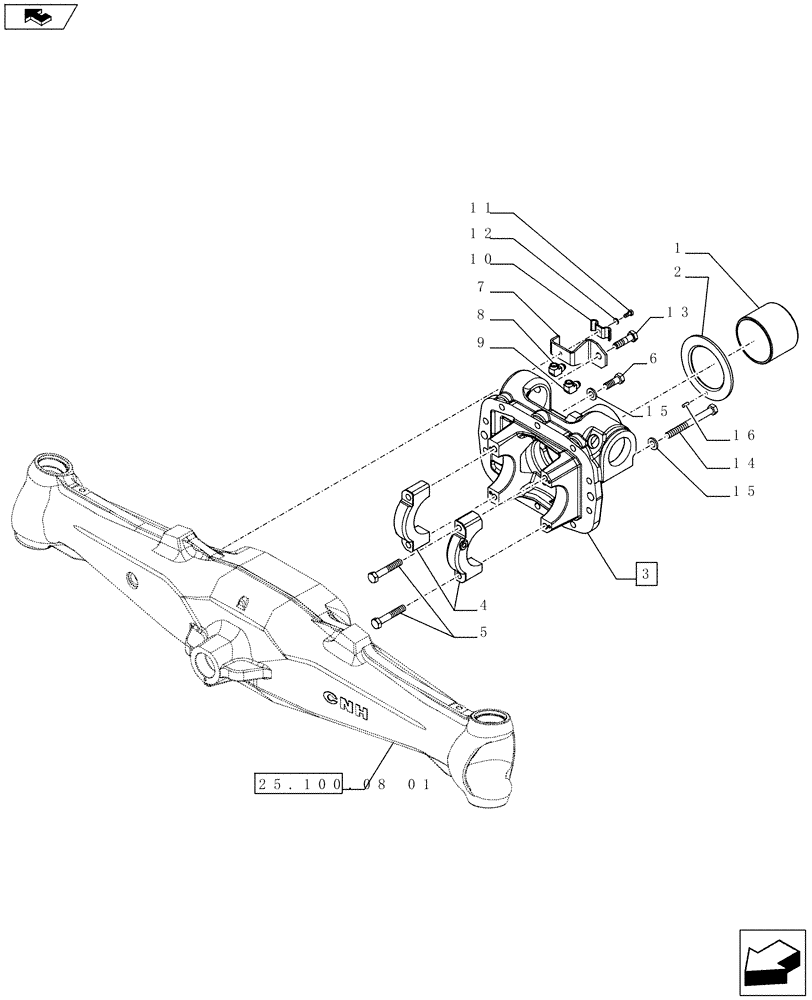 Схема запчастей Case IH FARMALL 75C - (25.100.08[02]) - 4WD FRONT AXLE - SUPPORT (25) - FRONT AXLE SYSTEM