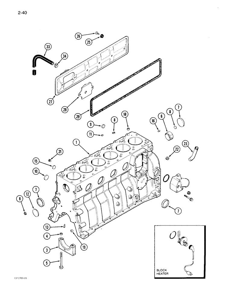 Схема запчастей Case IH 1640 - (2-40) - CYLINDER BLOCK, 6TA-590 ENGINE, ENGINE SERIAL NO. 44566928 & AFTER (01) - ENGINE