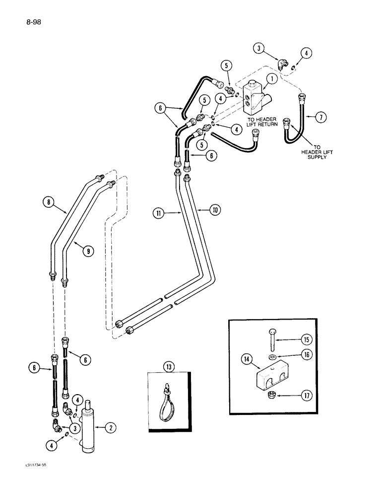 Схема запчастей Case IH 1640 - (8-098) - FEEDER CLUTCH SYSTEM, CONTROL CONCEPTS, PRIOR TO SERIAL NO. JJC0097190 (07) - HYDRAULICS