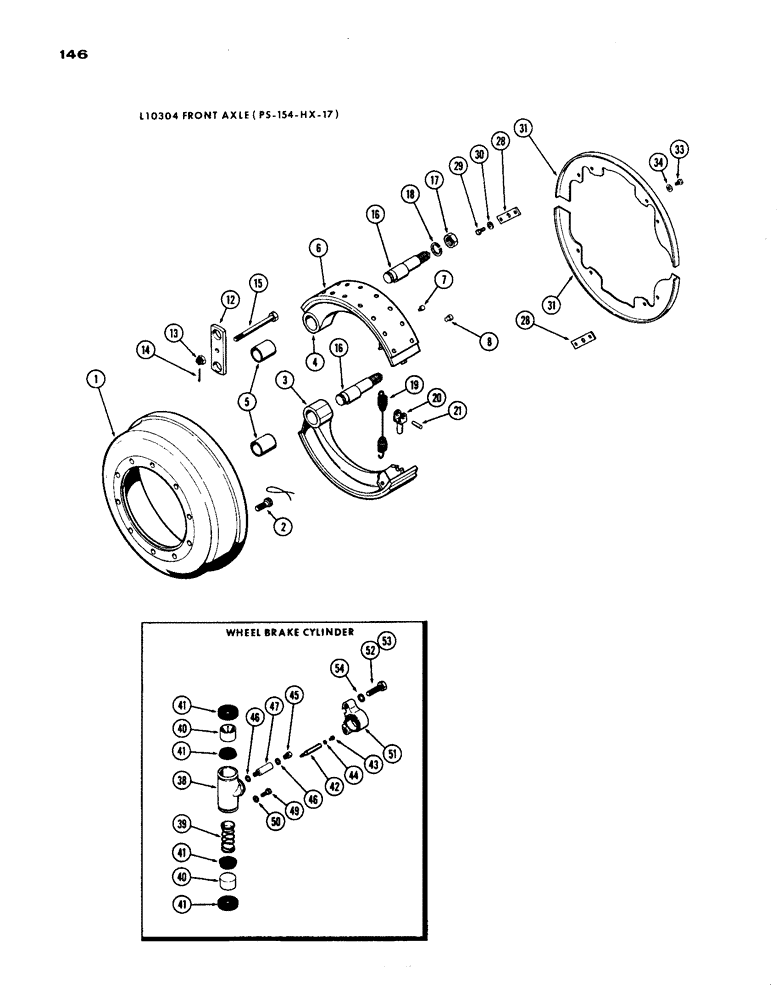 Схема запчастей Case IH 1200 - (146) - L10304 FRONT AXLE BRAKES, 19.03 RATIO WITH CARDON JOINT (06) - POWER TRAIN