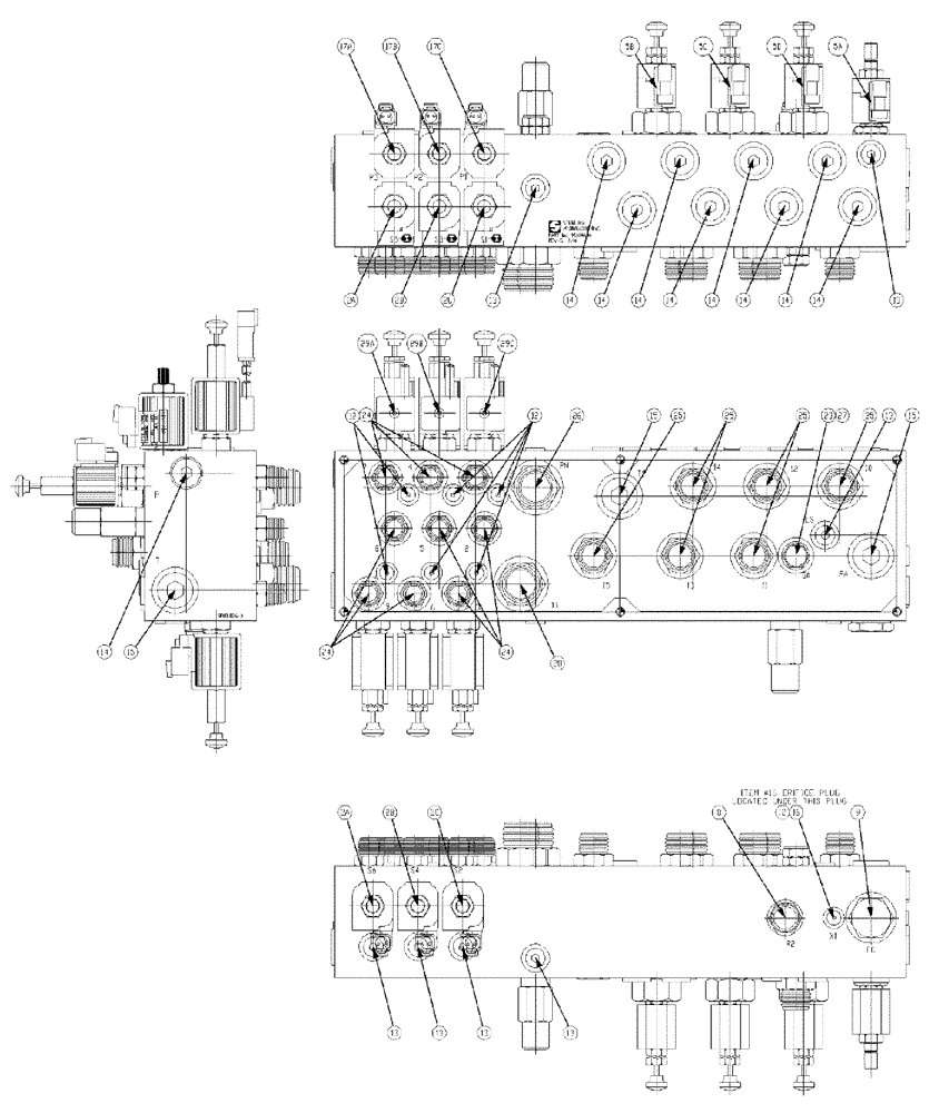 Схема запчастей Case IH 810 - (07-015[02]) - VALVE BLOCK, TRIPLE BIN, W/AUGER Hydraulic Components