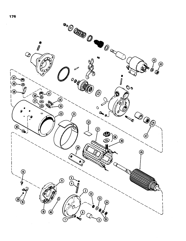 Схема запчастей Case IH 970 - (176) - A59217 STARTER, USED PRIOR TO TRACTOR S/N 8696753, 401 DIESEL ENGINE (04) - ELECTRICAL SYSTEMS