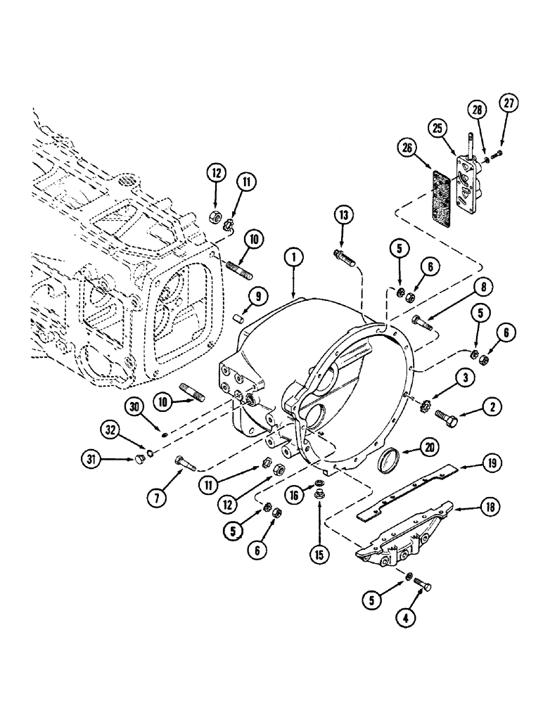 Схема запчастей Case IH 2090 - (6-236) - MECHANICAL SHIFT TRANSMISSION, CLUTCH HOUSING (06) - POWER TRAIN