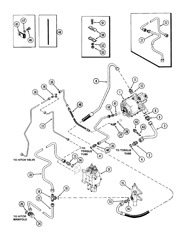 Схема запчастей Case IH 2394 - (8-004) - HYDRAULIC PUMP AND LINES, WITH HITCH, PRIOR TO TRANSMISSION SERIAL NO. 16283224 (08) - HYDRAULICS