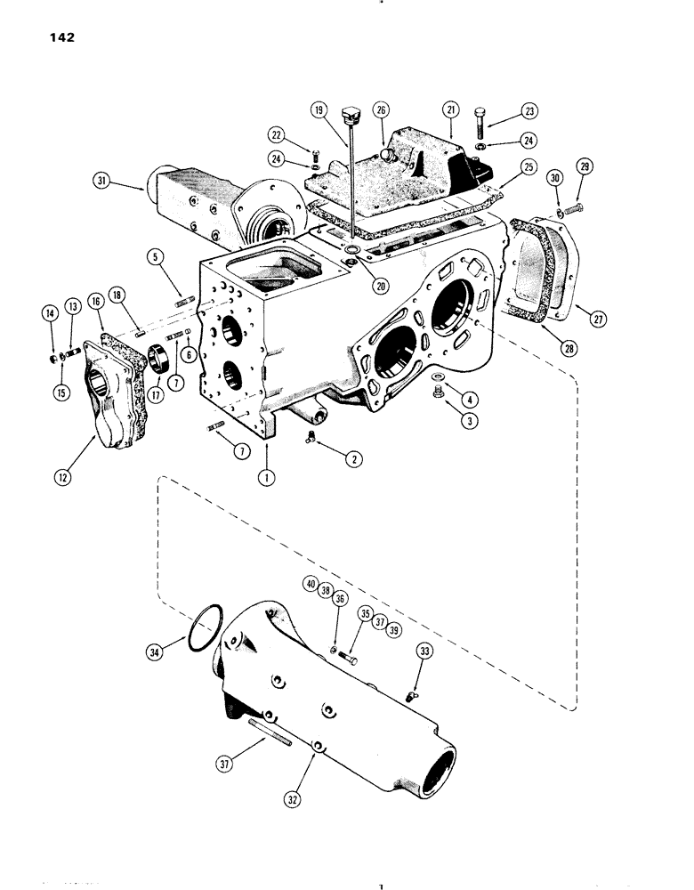 Схема запчастей Case IH 570 - (142) - TRANSMISSION CASE AND AXLE HOUSINGS, STANDARD 4 WHEEL TRACTOR (06) - POWER TRAIN