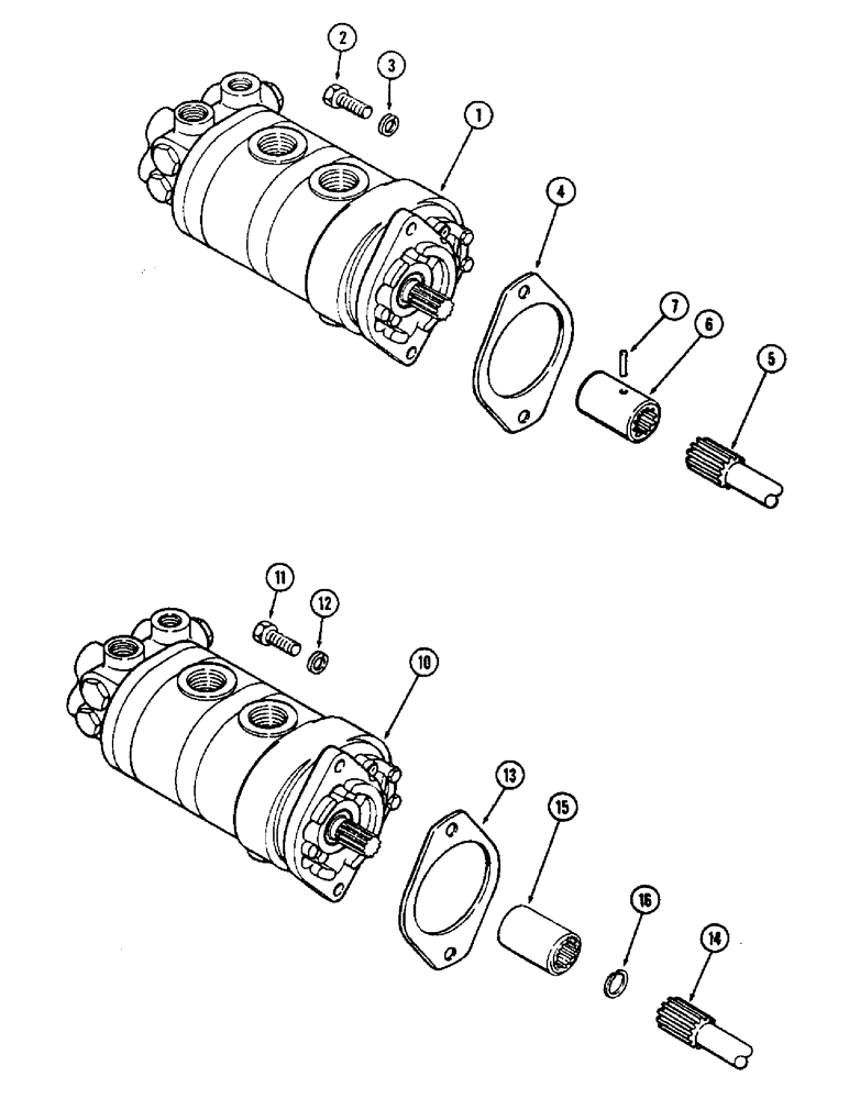 Схема запчастей Case IH 2470 - (308) - HYDRAULIC PUMP MOUNTING AND DRIVE, WITHOUT PTO, TRANSMISSION SERIAL NO. 1457626 AND AFTER (08) - HYDRAULICS