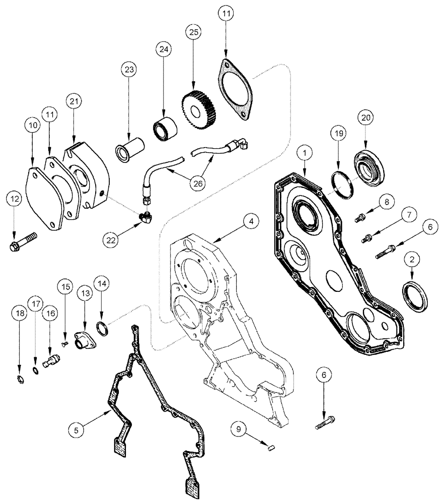 Схема запчастей Case IH 3185 - (03-008) - FRONT GEAR COVER (01) - ENGINE