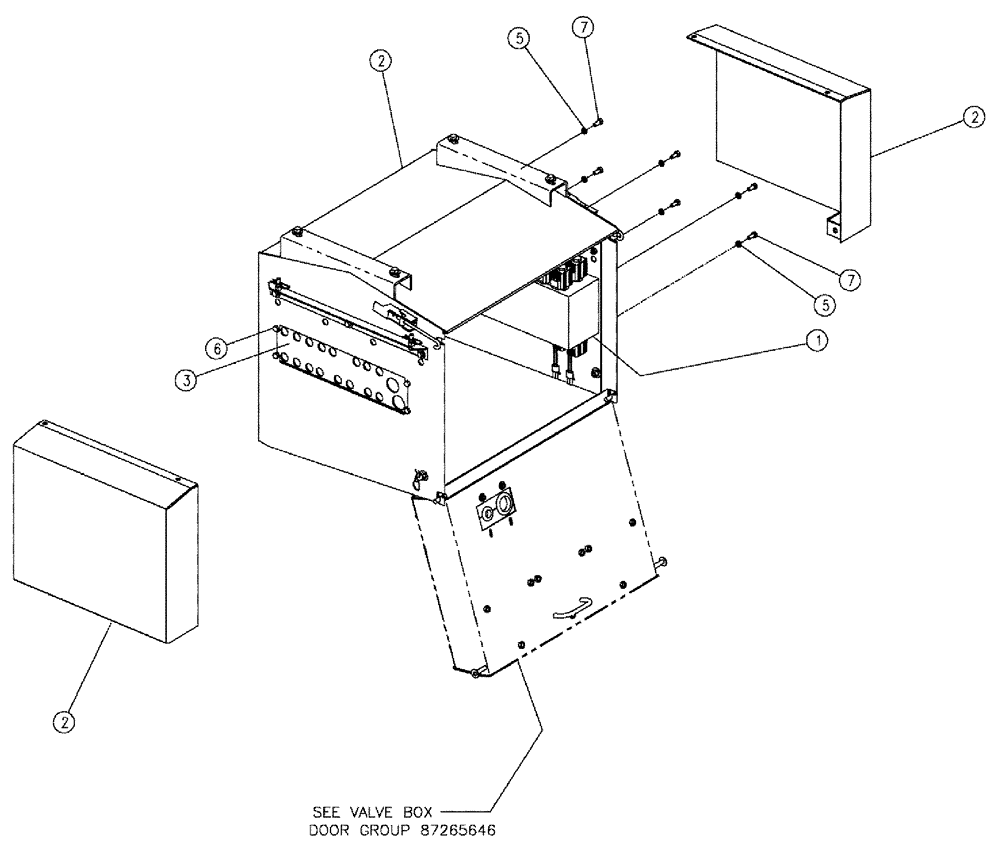 Схема запчастей Case IH 810 - (02-037) - VALVE BOX GROUP, DOUBLE BIN W/AUGER Bin Group