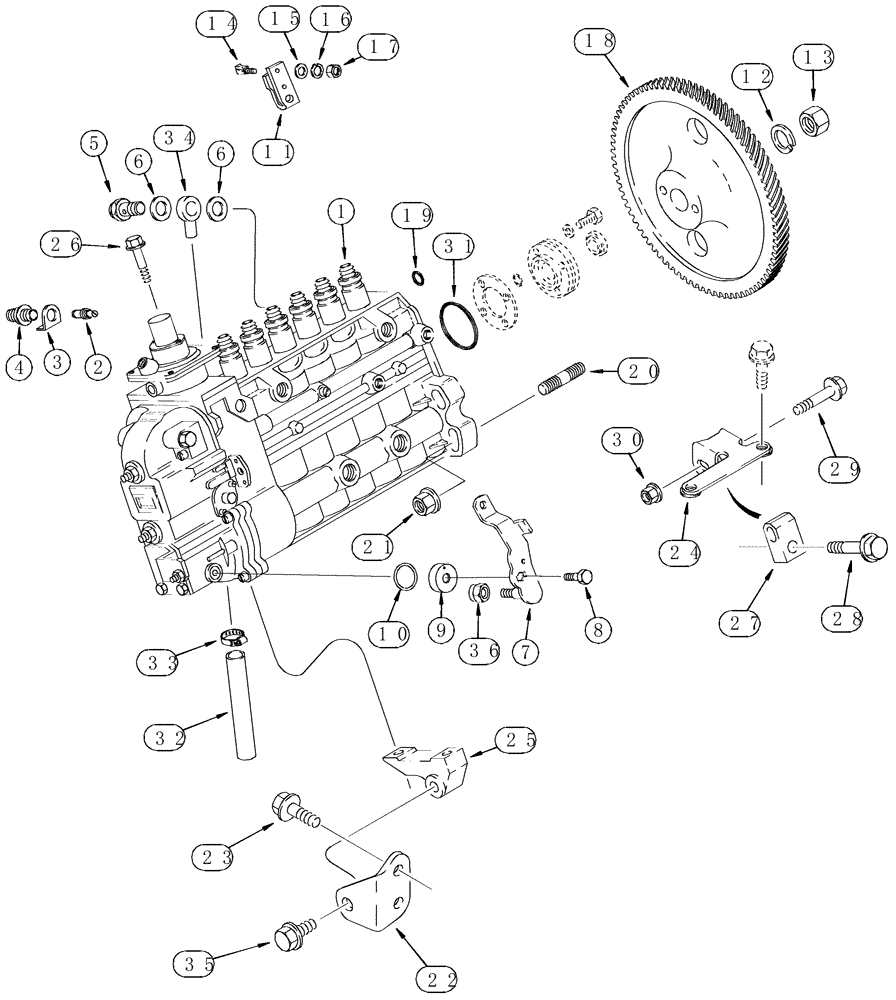 Схема запчастей Case IH 2377 - (03-06) - FUEL INJECTION - PUMP AND DRIVE - BSN HAJ0295001 (02) - FUEL SYSTEM